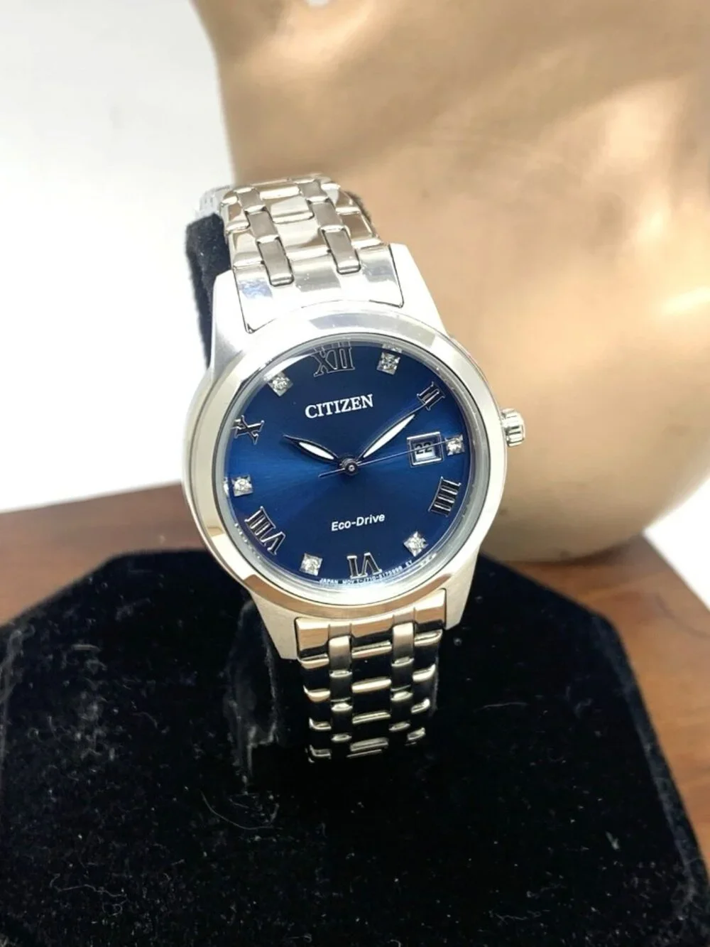 Citizen Women's Watch FE1240-57L Eco Drive Blue Dial Gemmed Silver Steel 29mm